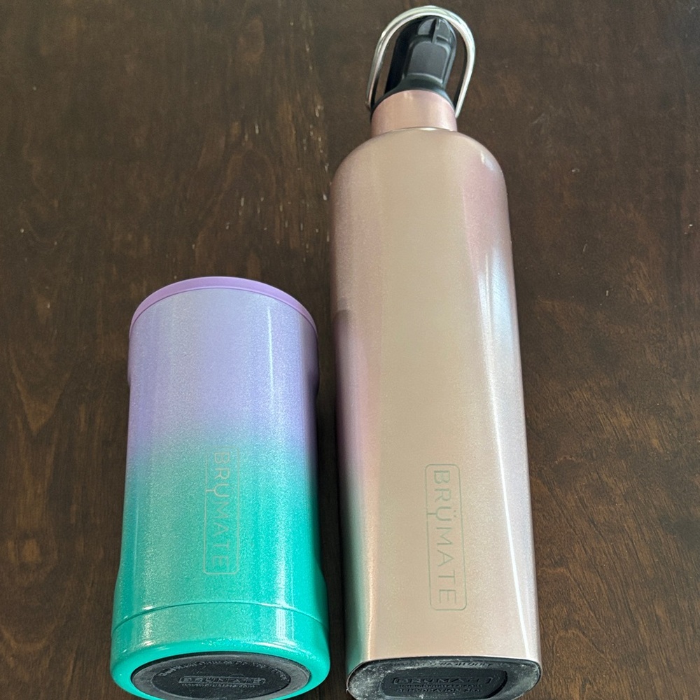 Brumate Metallic Pink Water Bottle & Ombre Can Cooler Set